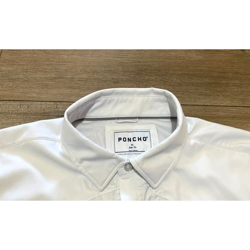 Poncho Slim Fit Western Shirt Mens XL Solid White Pearl Snap Long Sleeve Fishing - Picture 3 of 8